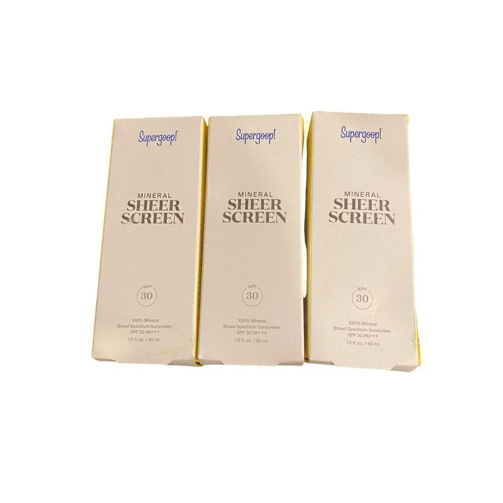 3 x Supergoop! Mineral Sheer Screen SPF 30 Sunscreen 1.5oz Full Size (READ)